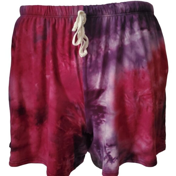 𝅺bluming Apparel Pink Purple Tie Dye Mid Rise Jersey Knit Comfort Shorts Size M - Picture 2 of 6
